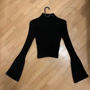 FARM Rio Made In Brazil Black Turtleneck Sweater Cropped